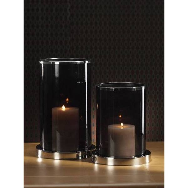 Zodax Equestrian Cylinder Hurricane Smoke Glass Candle Holder