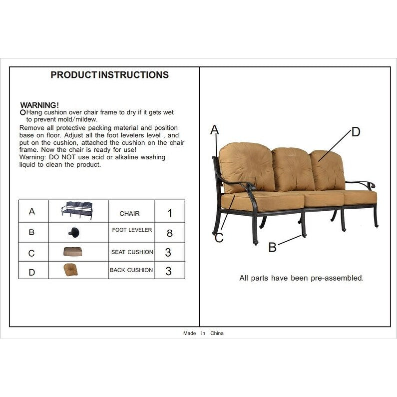 Zoe 81 Inch Modern Sofa with Cushion, Padded Seat, High Back Design, Brown