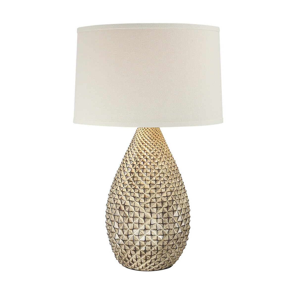 Zudi 26 Inch Table Lamp, White Drum Shade, Drop Shaped Body, Coffee Br