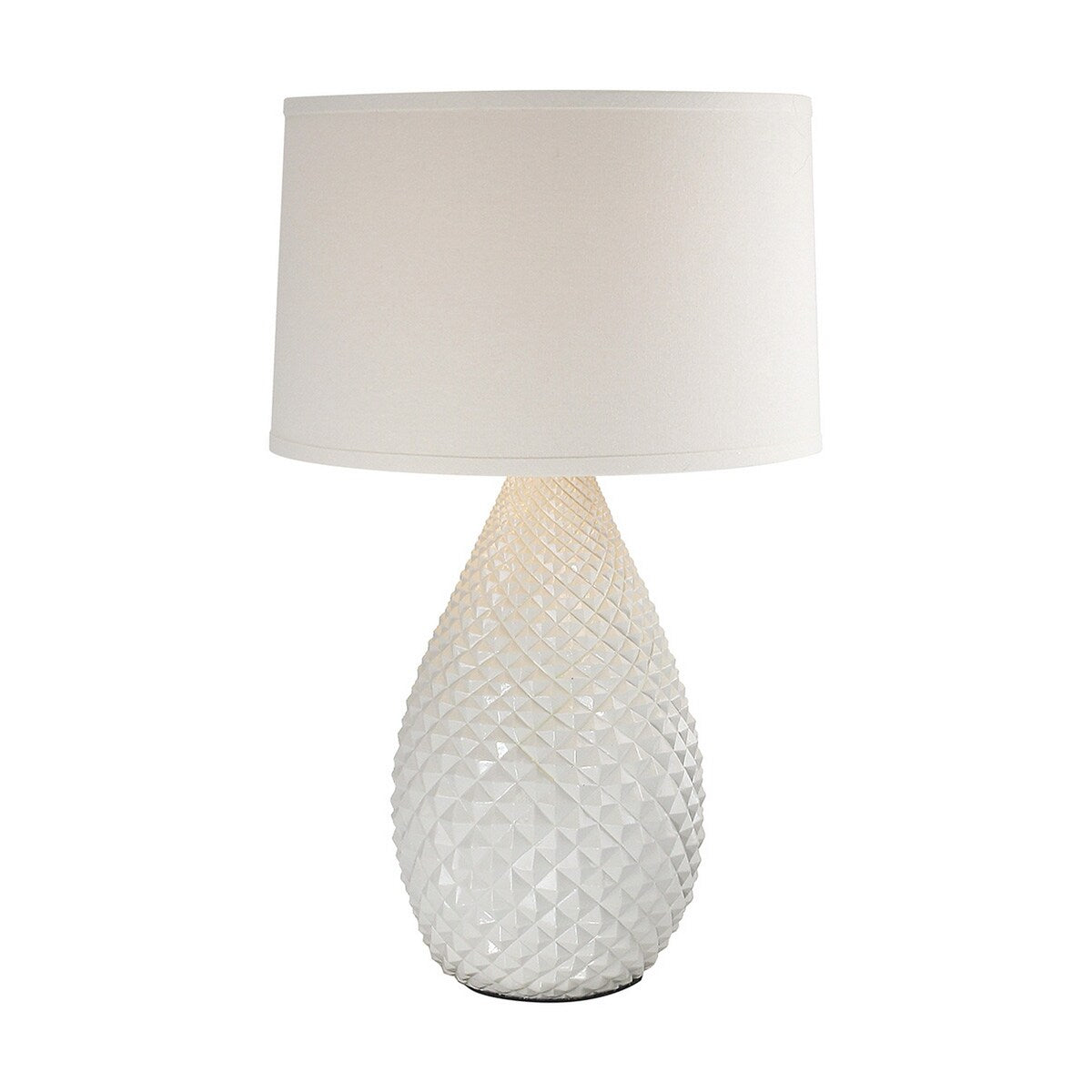 Zudi 26 Inch Table Lamp, White Drum Shade, Drop Shaped Body, Swiss White