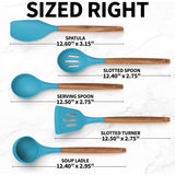 Zulay Kitchen Premium 5 Piece Silicone Acacia Handle Utensils Set