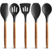 Zulay Kitchen Premium 5 Piece Silicone Acacia Handle Utensils Set