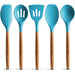 Zulay Kitchen Premium 5 Piece Silicone Acacia Handle Utensils Set