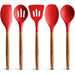 Zulay Kitchen Premium 5 Piece Silicone Acacia Handle Utensils Set