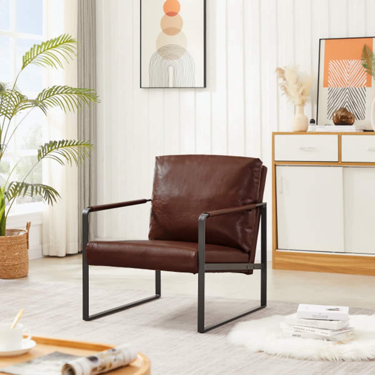 accent arm chair with Extra thick padded backrest and seat cushion