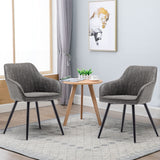 Dining Chairs set of 2 ,Faux Leather Accent Arm Chairs for Living Room Leisures/ Upholstered Chair with Metal Legs Set of 2