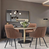 Dining Chairs set of 2 ,Faux Leather Accent Arm Chairs for Living Room Leisures/ Upholstered Chair with Metal Legs Set of 2