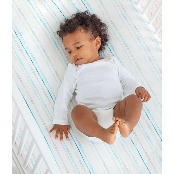 aden + anais Rayon from Bamboo Fiber Muslin Crib Sheet Azure - Bead