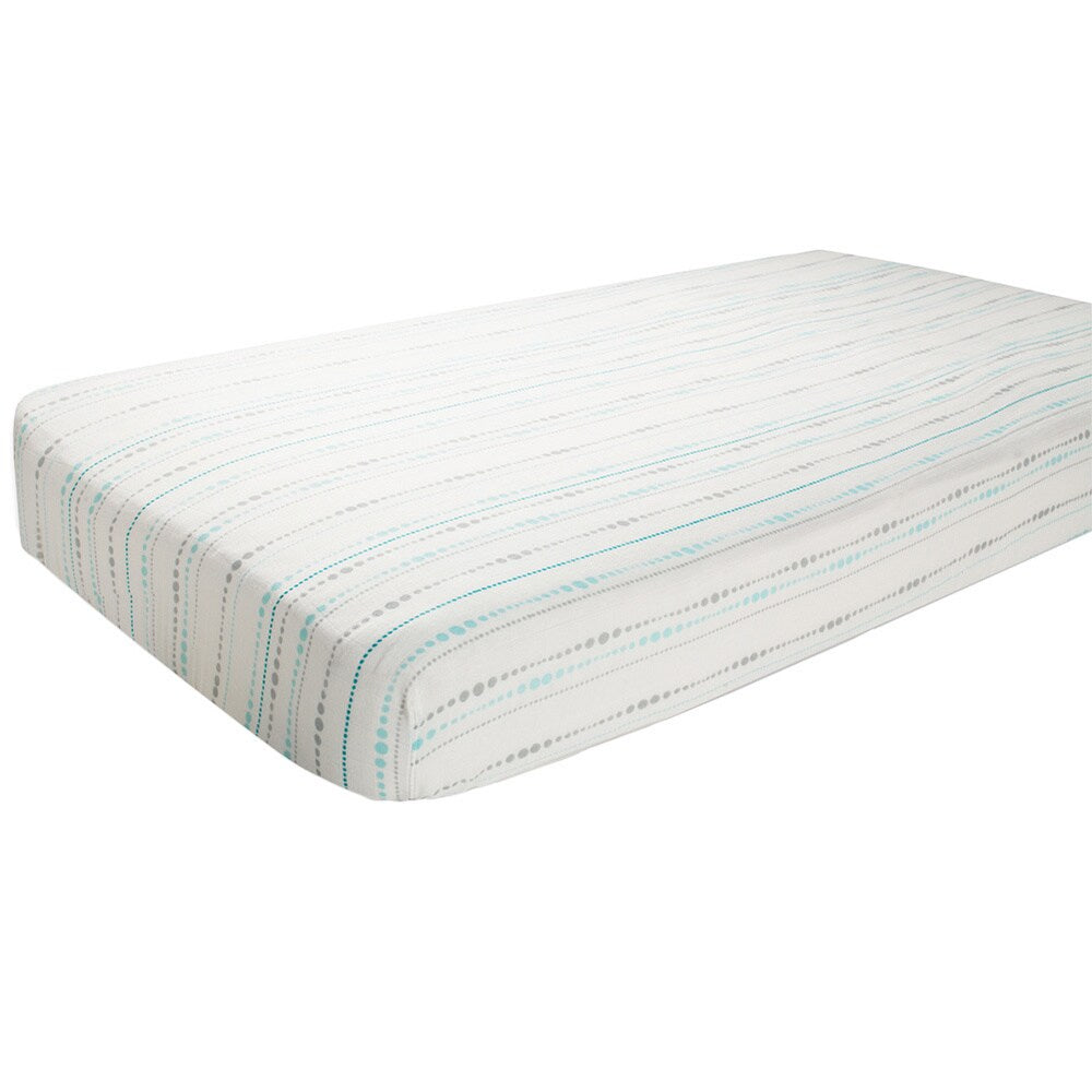 aden + anais Rayon from Bamboo Fiber Muslin Crib Sheet Azure - Bead