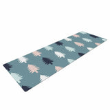 afe images "Christmas Tree Silhouettes" Blue Pink Holiday Digital Illustration Yoga Mat - Grey