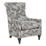 Handy Living Lana Vintage Washed Charcoal Paisley Arm Chair