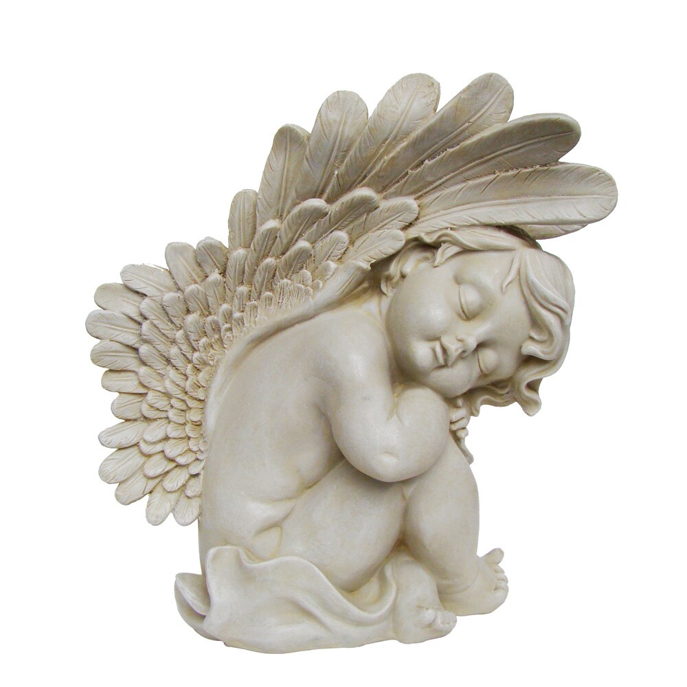 Resting Angel 14-inch Resin Stone Garden Accent