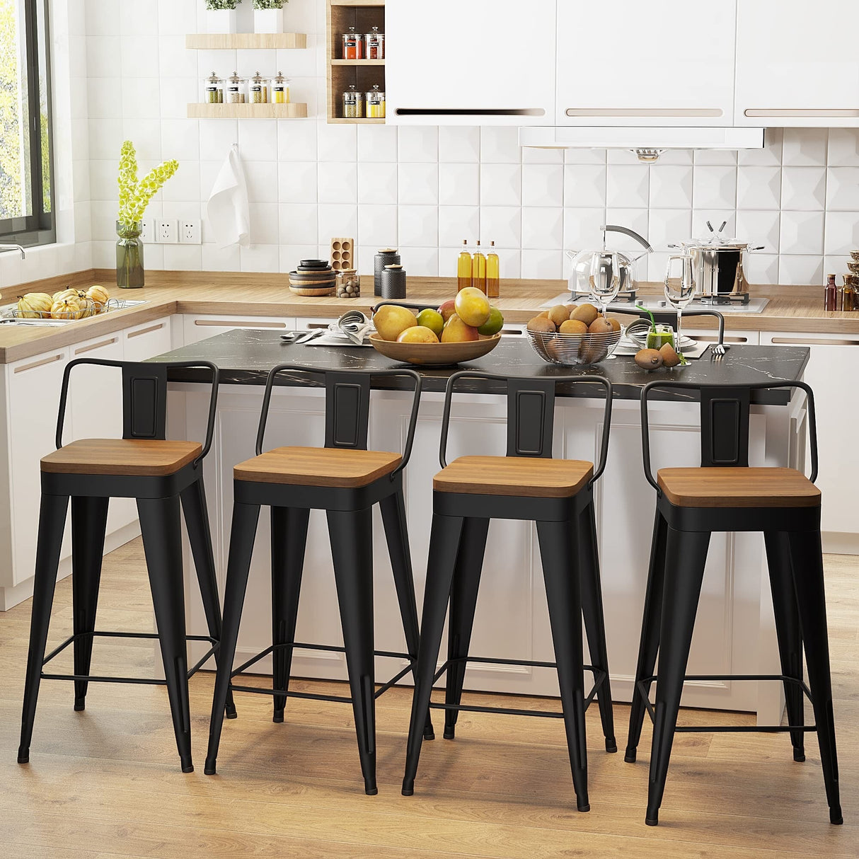 bar stools with backs set of 4 Counter Bar Stools with Wood metal stools