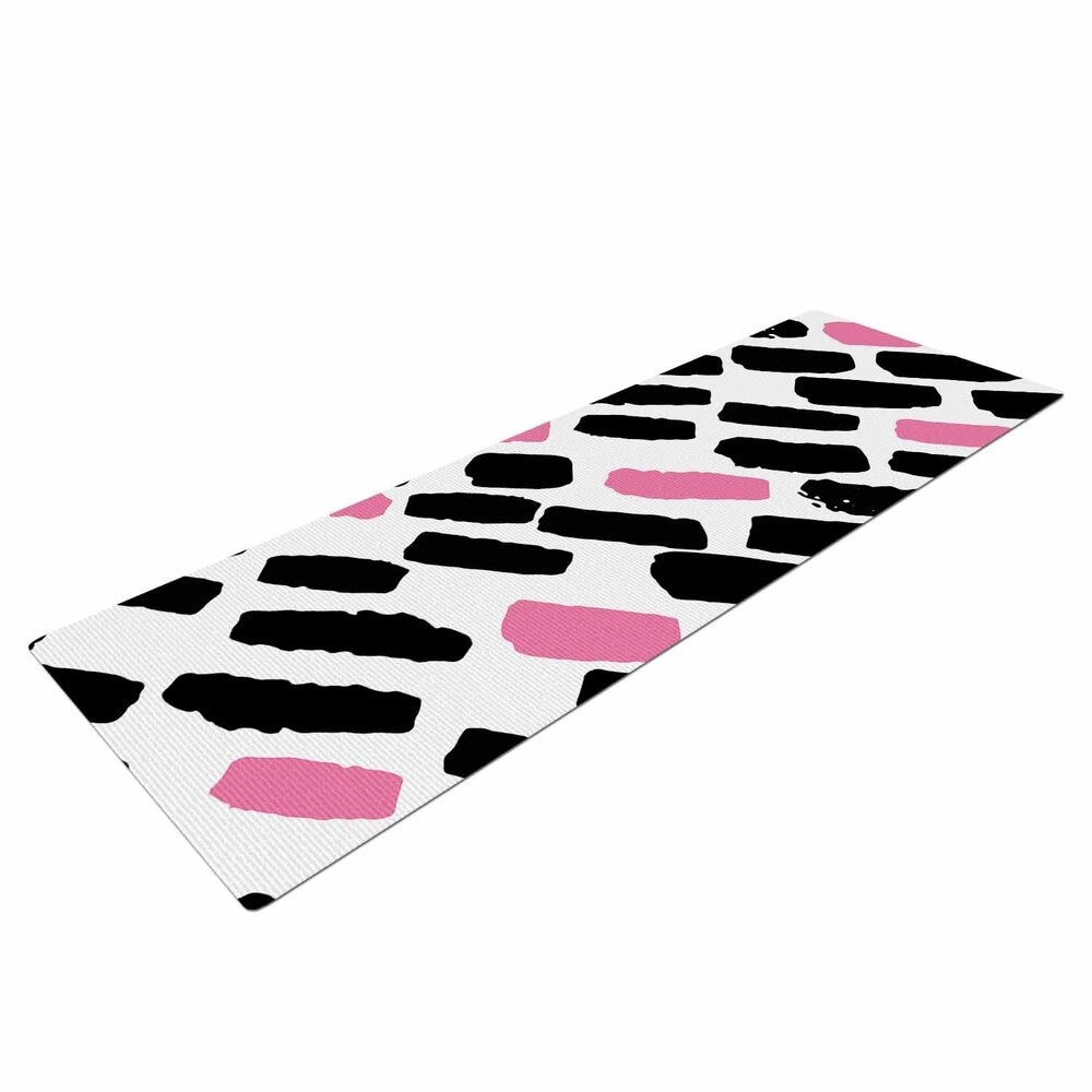 bruxamagica "Oblique Dots Black And Pink" Yoga Mat