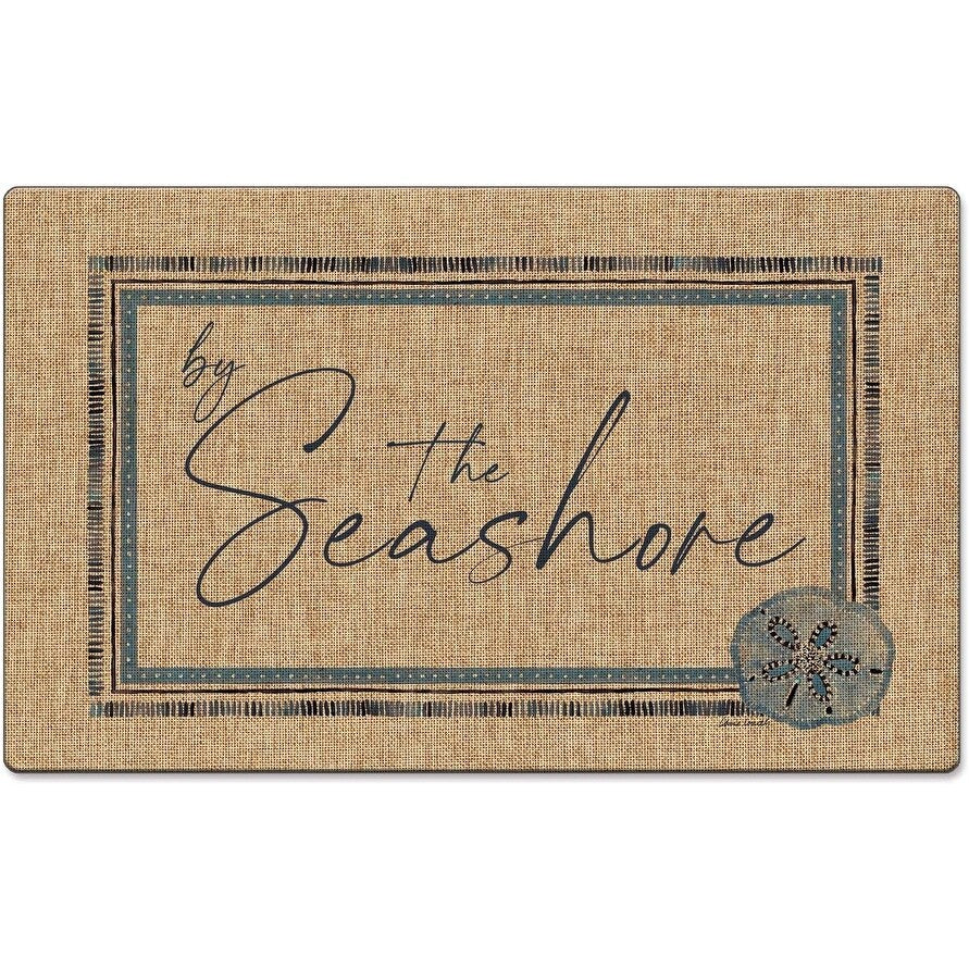 by The Seashore Indoor/Outdoor Natural Linen Look Floor Mat with Recycled Rubber Back Manufactured in The USA 29.5" x 17.75"