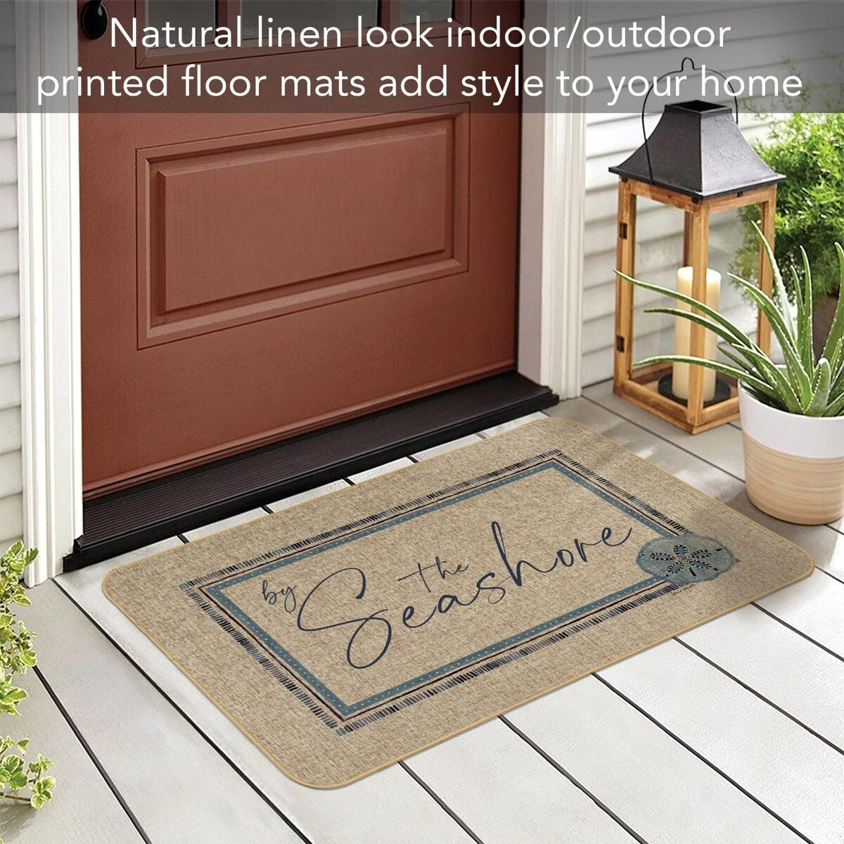 by The Seashore Indoor/Outdoor Natural Linen Look Floor Mat with Recycled Rubber Back Manufactured in The USA 29.5" x 17.75"