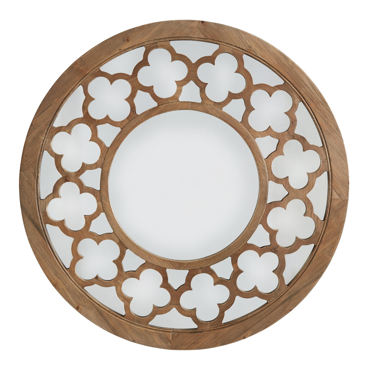 Silas Wood Quatrefoil Cutout Round Wall Mirror by iNSPIRE Q Artisan