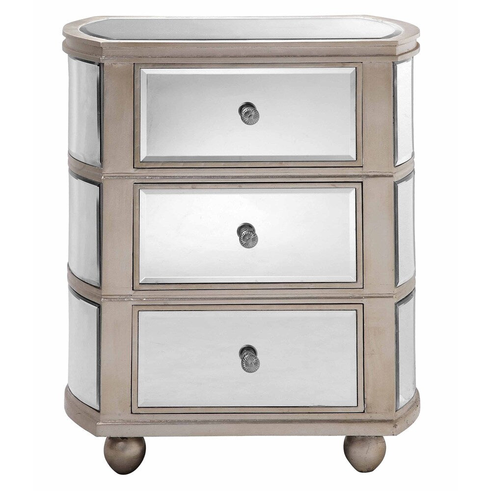 Yvain 3-drawer Oval Mirrored Chest