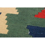 eCarpetGallery Ankara Blue/Green Wool Kilim Flatweave