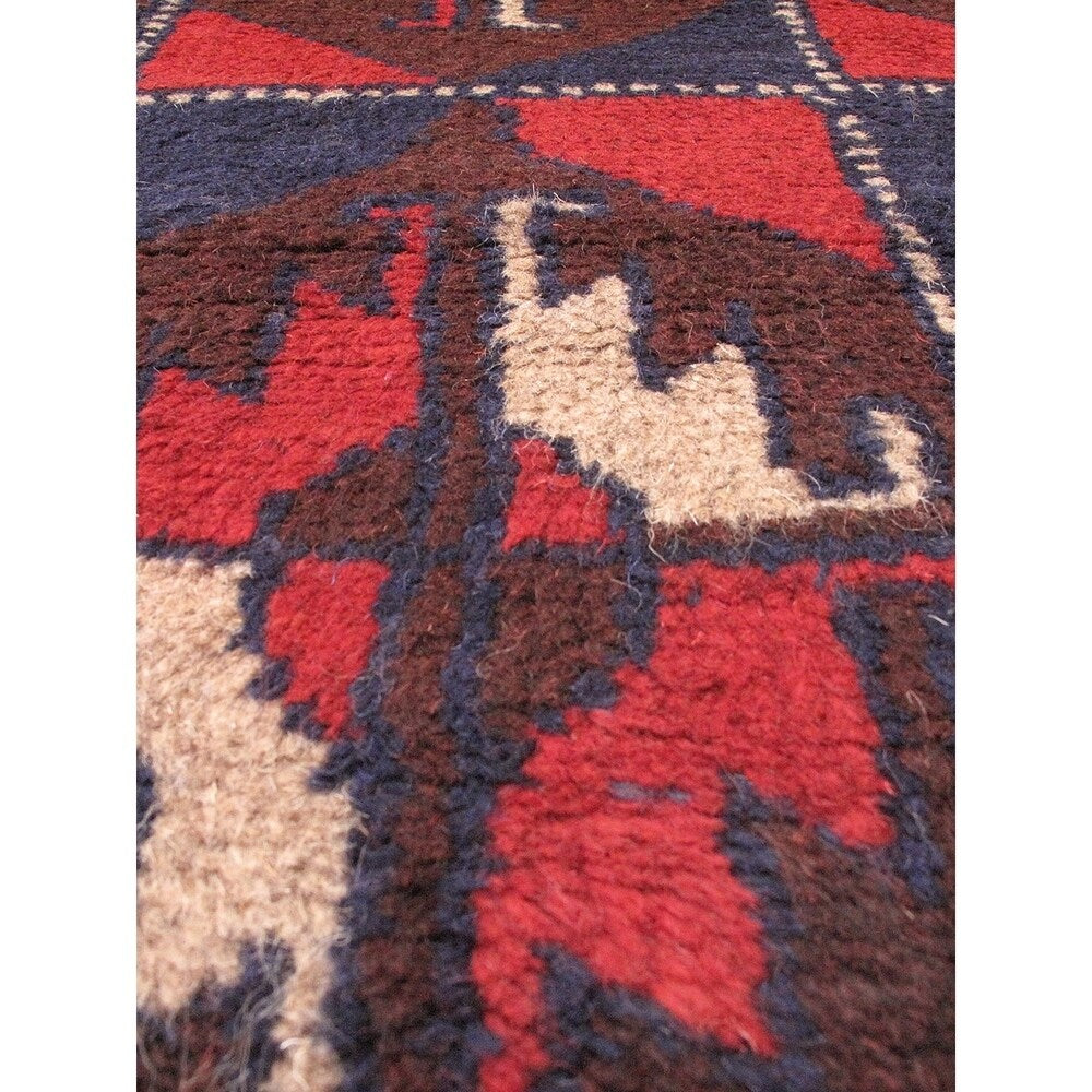 eCarpetGallery Bahor Blue/Red Wool Hand-knotted Rug (2'9 x 4'7)