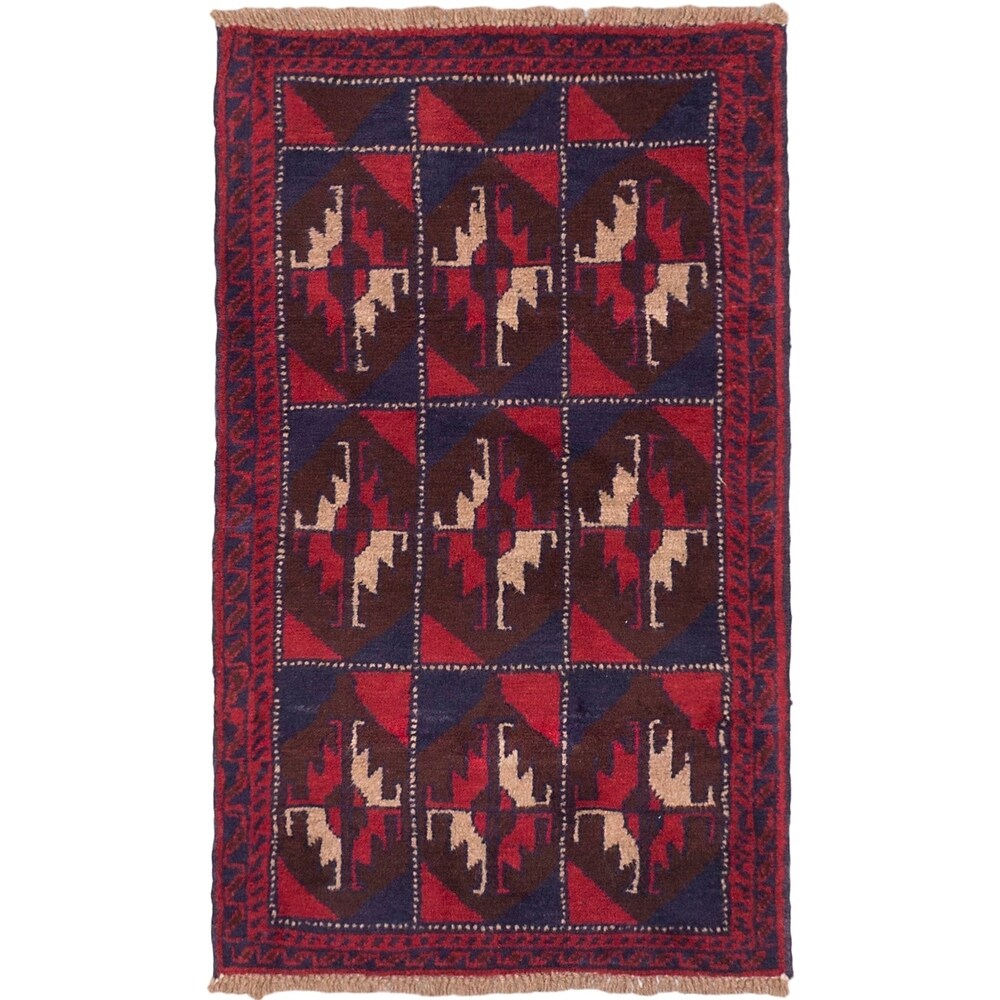 eCarpetGallery Bahor Blue/Red Wool Hand-knotted Rug (2'9 x 4'7)