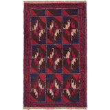eCarpetGallery Bahor Blue/Red Wool Hand-knotted Rug (2'9 x 4'7)
