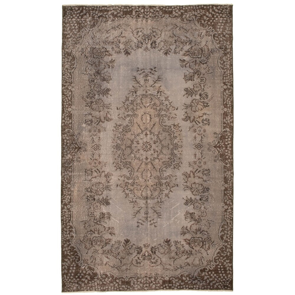 Hand-knotted Color Transition Grey, Khaki Wool Rug - 5'7 x 9'5