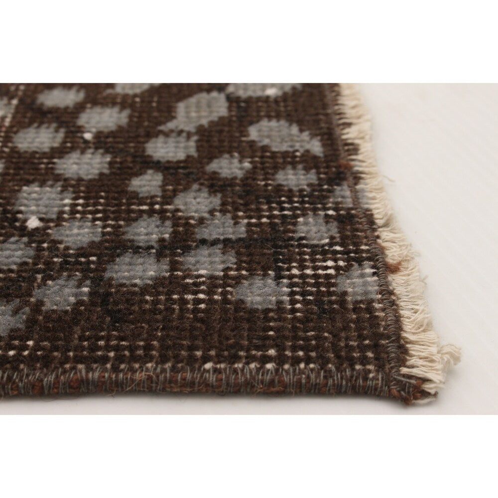 Hand-knotted Color Transition Grey, Khaki Wool Rug - 5'7 x 9'5