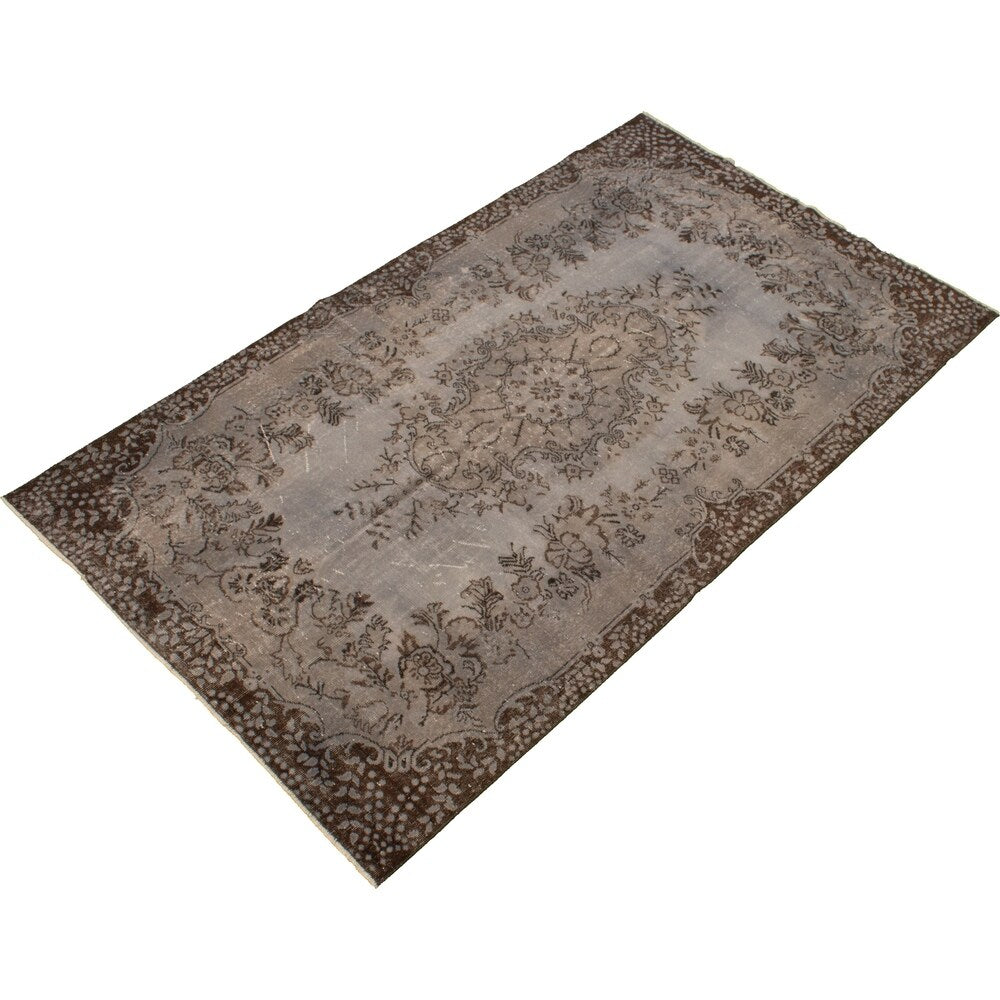 Hand-knotted Color Transition Grey, Khaki Wool Rug - 5'7 x 9'5