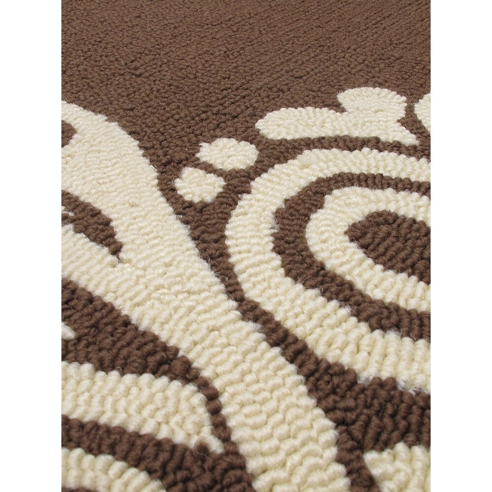 Embroidered Innsbruck Cream, Brown Rug - 5'0" x 8'0"/5'0 x 8'0