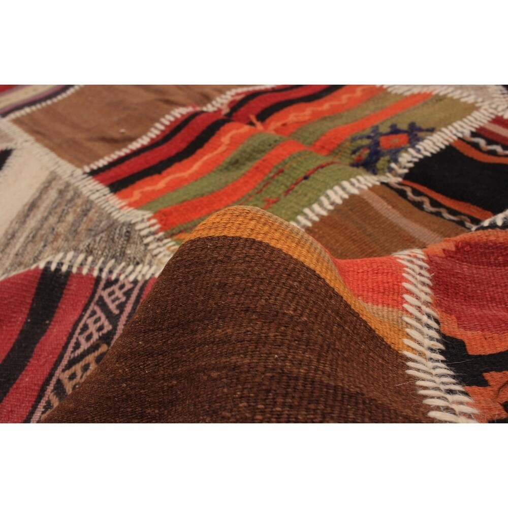 eCarpetGallery Flat-weave Anatolia Patch Ivory Wool Kilim - 6'8 x 9'6
