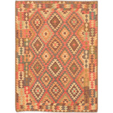 eCarpetGallery Flat-weave Anatolian FW Copper, Dark Burgundy Wool Kilim - 4'10 x 6'7