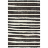 eCarpetGallery Flat-weave Bohemian Cream, Dark Brown Wool Kilim - 7'0 x 10'3