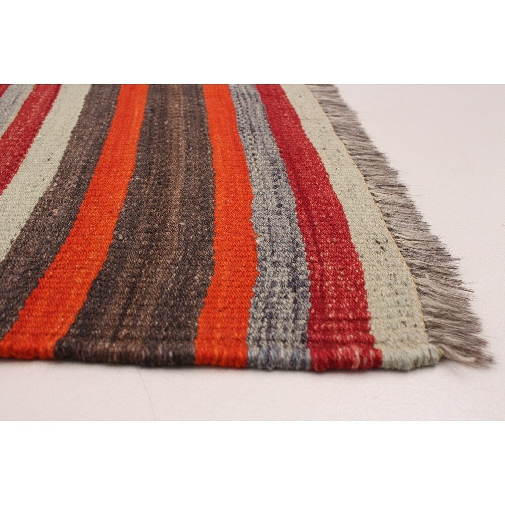 eCarpetGallery Flat-weave Bohemian Dark Red Wool Kilim - 5'1 x 8'5