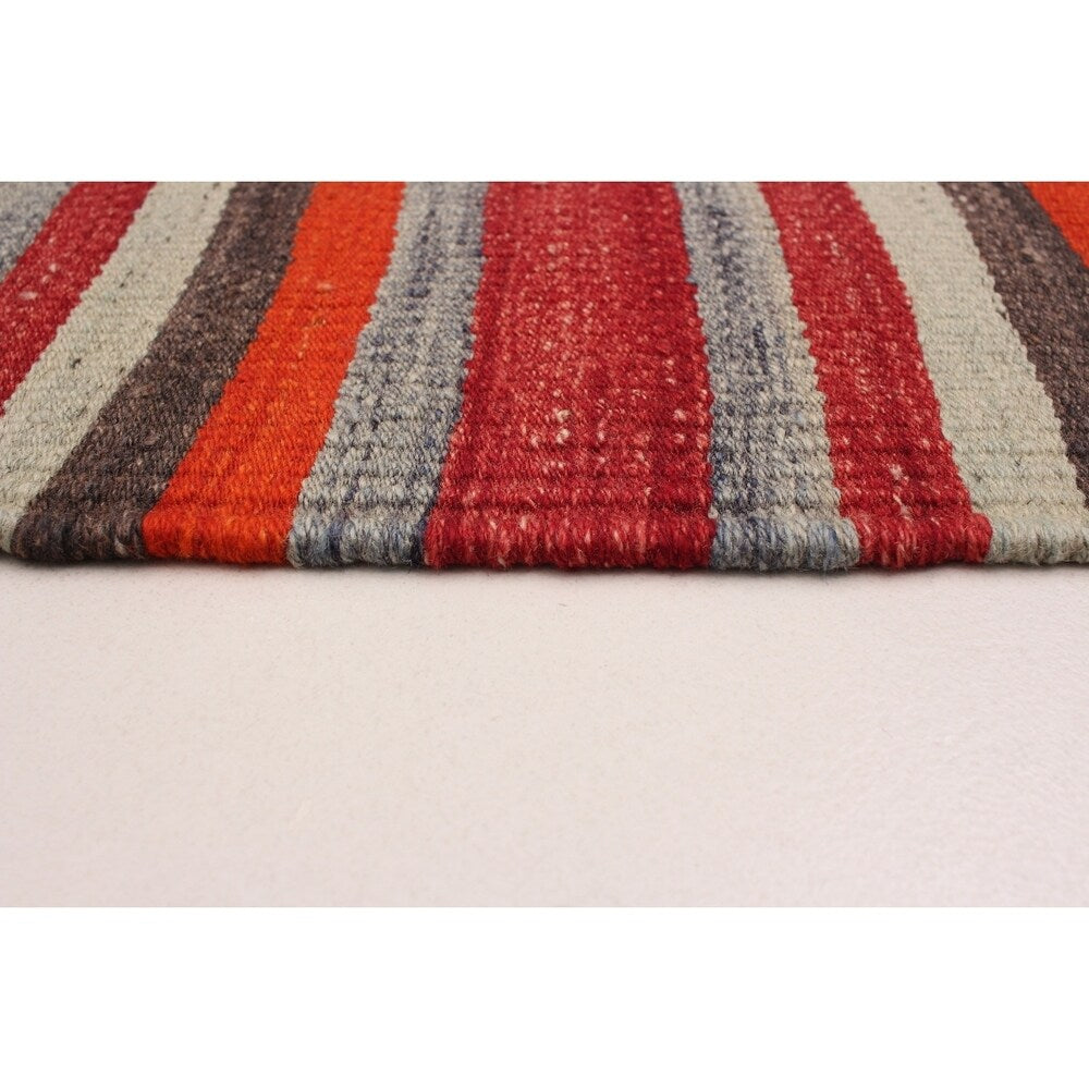 eCarpetGallery Flat-weave Bohemian Dark Red Wool Kilim - 5'1 x 8'5