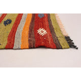 Flat-weave Bohemian Orange, Red Wool Kilim - 4'9 x 10'2/4'9" x 10'2"