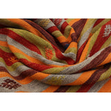 Flat-weave Bohemian Orange, Red Wool Kilim - 4'9 x 10'2/4'9" x 10'2"