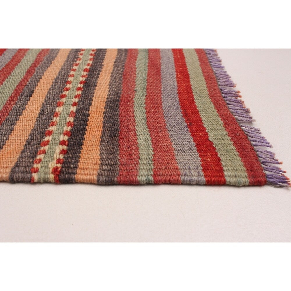 eCarpetGallery Flat-weave Bohemian Red Wool Kilim - 4'10 x 8'9