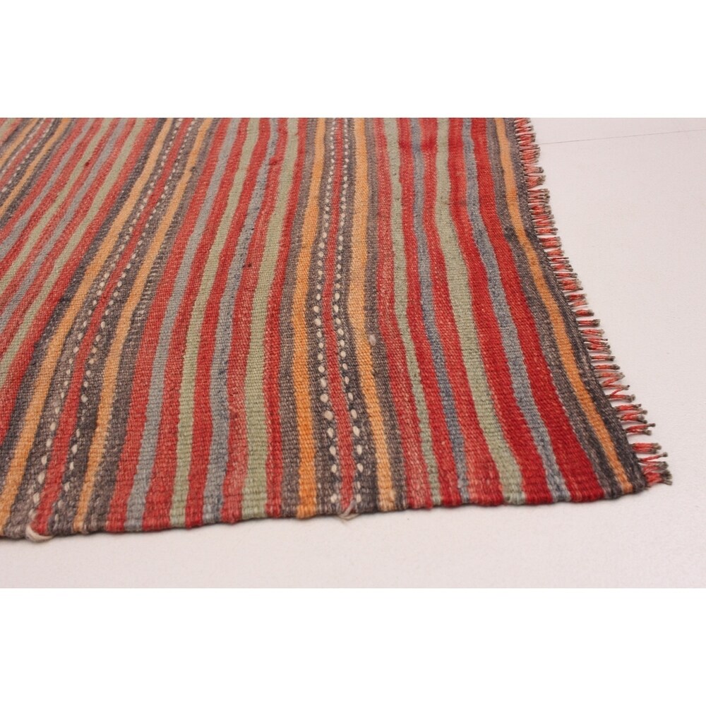 eCarpetGallery Flat-weave Bohemian Red Wool Kilim - 4'9 x 8'8