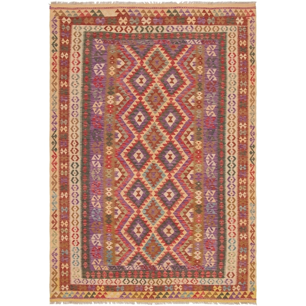 eCarpetGallery Flat-weave Hereke FW Purple Wool Kilim - 6'10 x 10'0