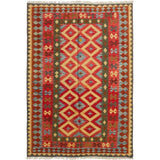 Flat-weave Hereke Red Wool Kilim - 5'1 x 7'10/5'1" x 7'10"
