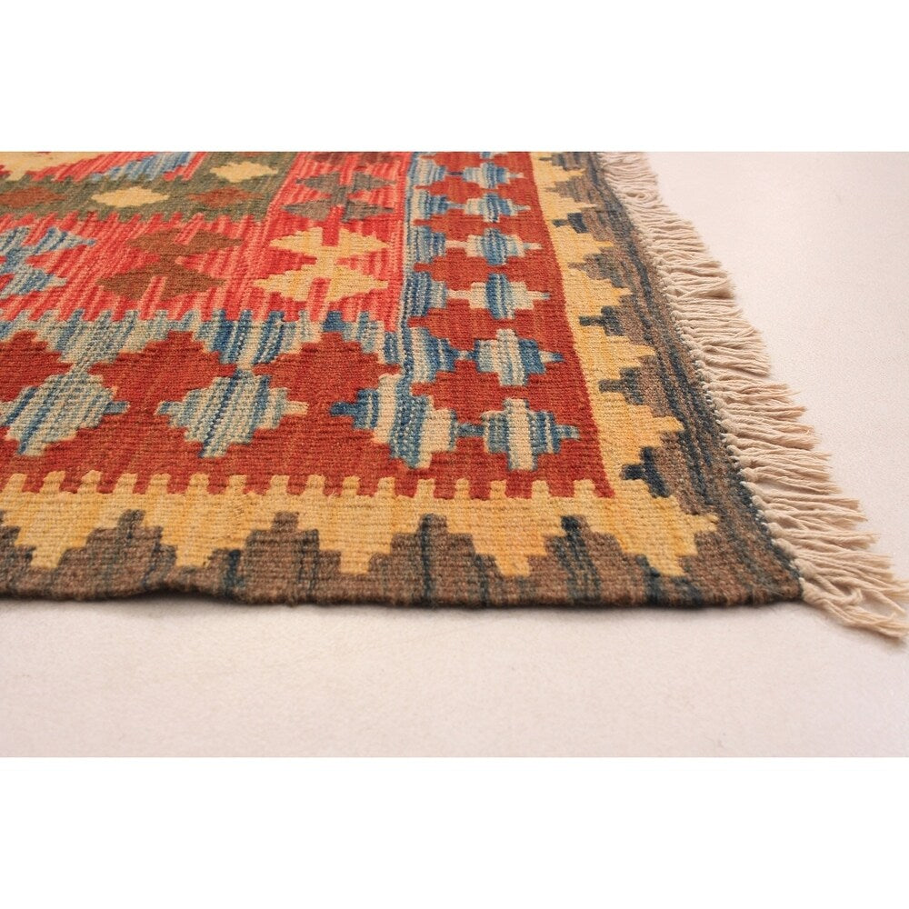 Flat-weave Hereke Red Wool Kilim - 5'1 x 7'10/5'1" x 7'10"