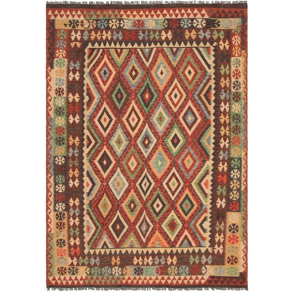 eCarpetGallery Flat-weave Hereke FW Red Wool Kilim - 7'0 x 9'10