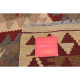 Flat-weave Kashkoli Brown, Red Wool Kilim - 2'11" x 3'9"