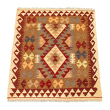 Flat-weave Kashkoli Brown, Red Wool Kilim - 2'11" x 3'9"