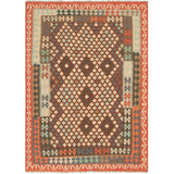 eCarpetGallery Flat-weave Kashkoli FW Brown, Red Wool Kilim - 6'1 x 8'4