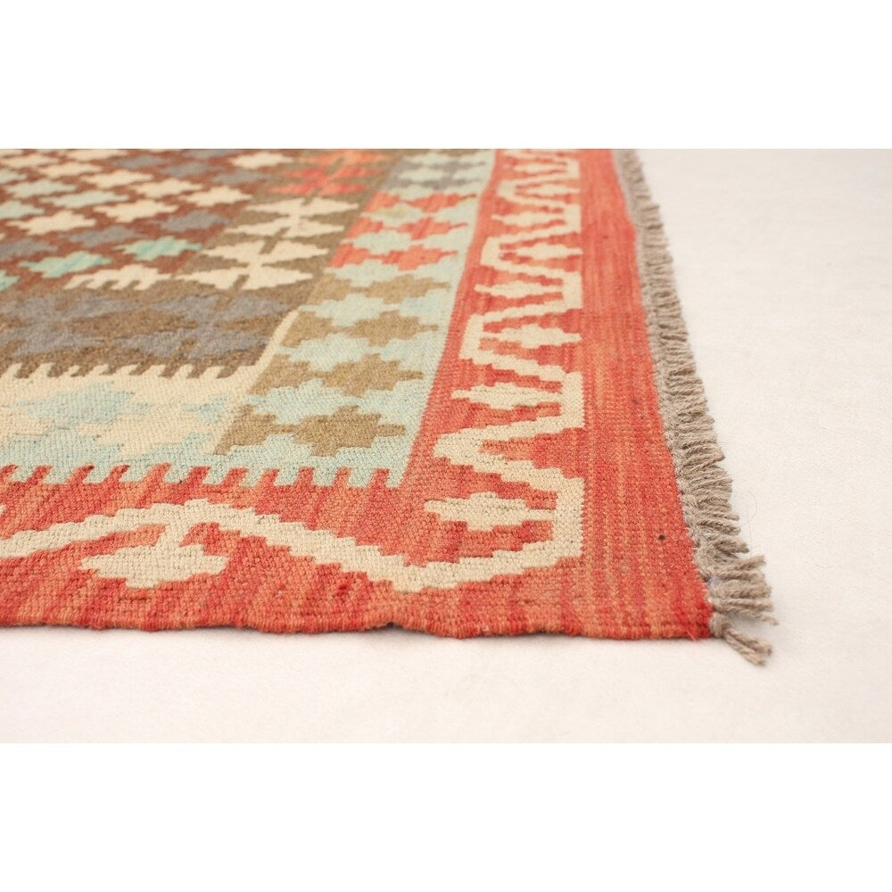 eCarpetGallery Flat-weave Kashkoli FW Brown, Red Wool Kilim - 6'1 x 8'4