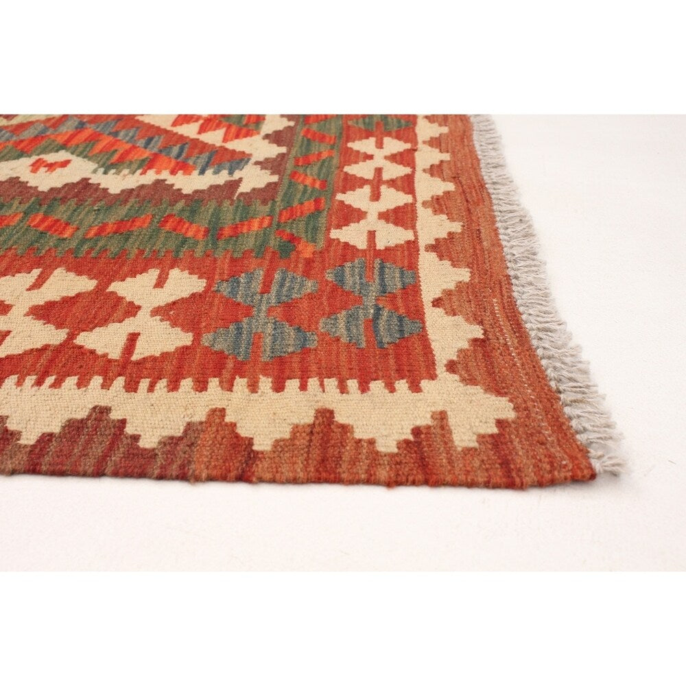 Flat-weave Kashkoli Red Wool Kilim - 5'3" x 8'7"/5'3 x 8'7