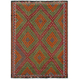 Flat-weave Kashkoli Olive, Red Wool Sumak - 6'0 x 8'6/6'0" x 8'6"