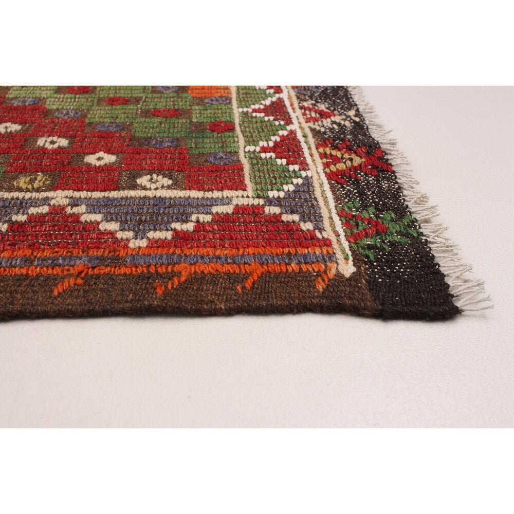 Flat-weave Kashkoli Olive, Red Wool Sumak - 6'0 x 8'6/6'0" x 8'6"